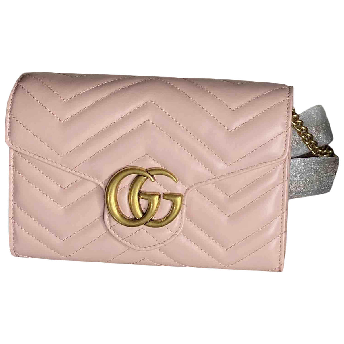 Gucci marmont pink leather clutch bag