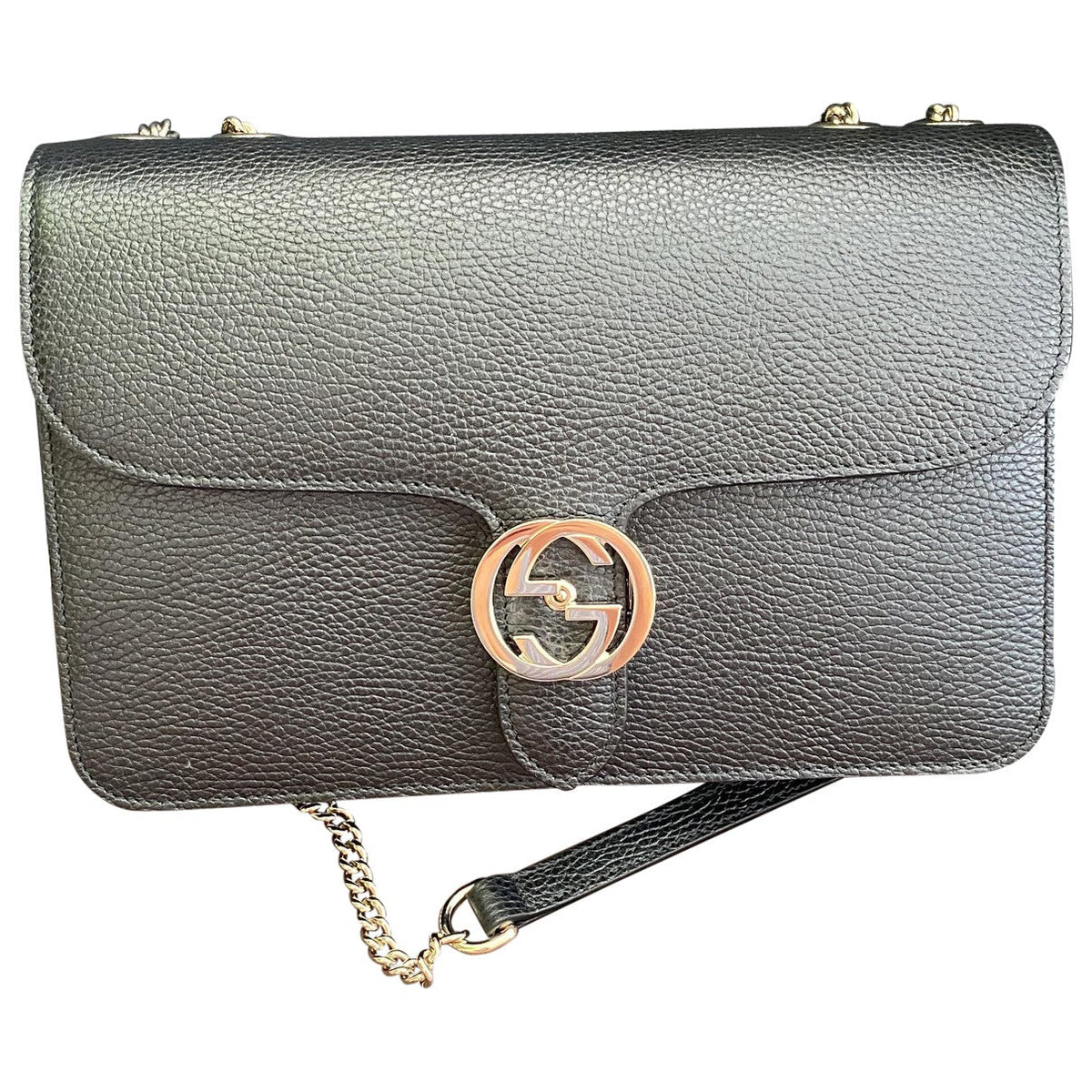 Gucci interlocking black leather handbag