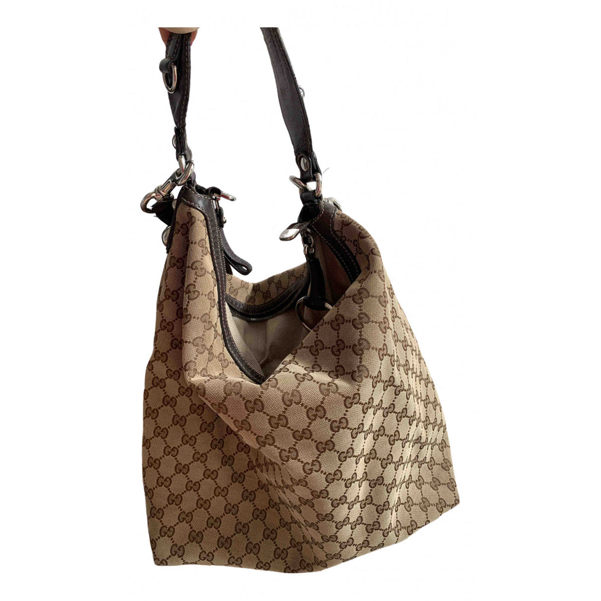 Gucci brown cloth handbag