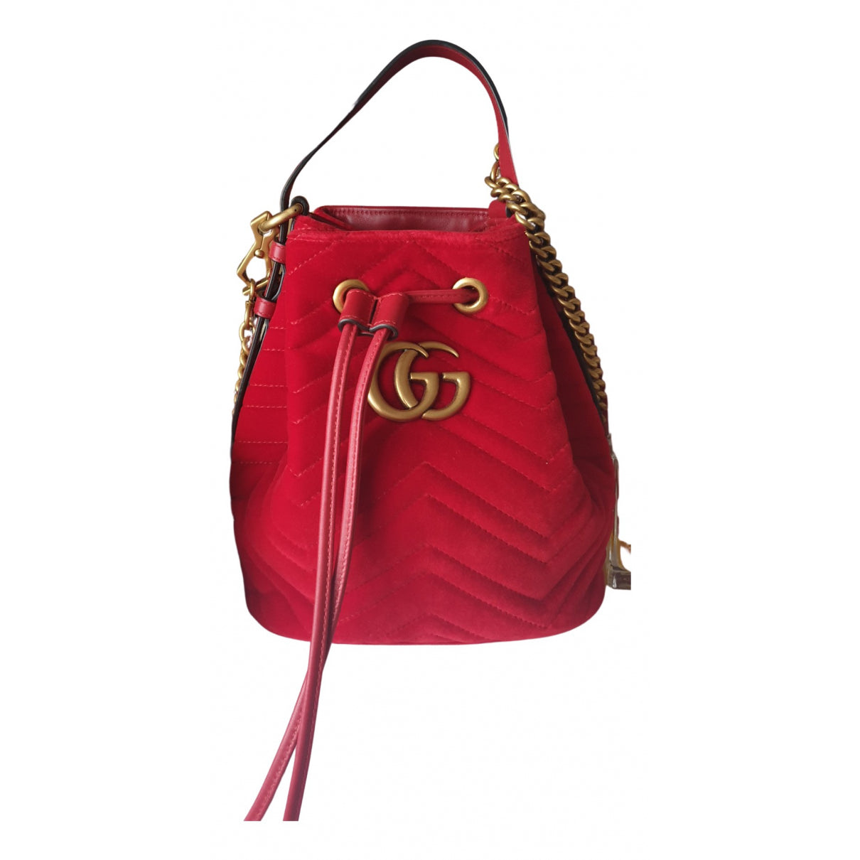 Gucci marmont red velvet handbag