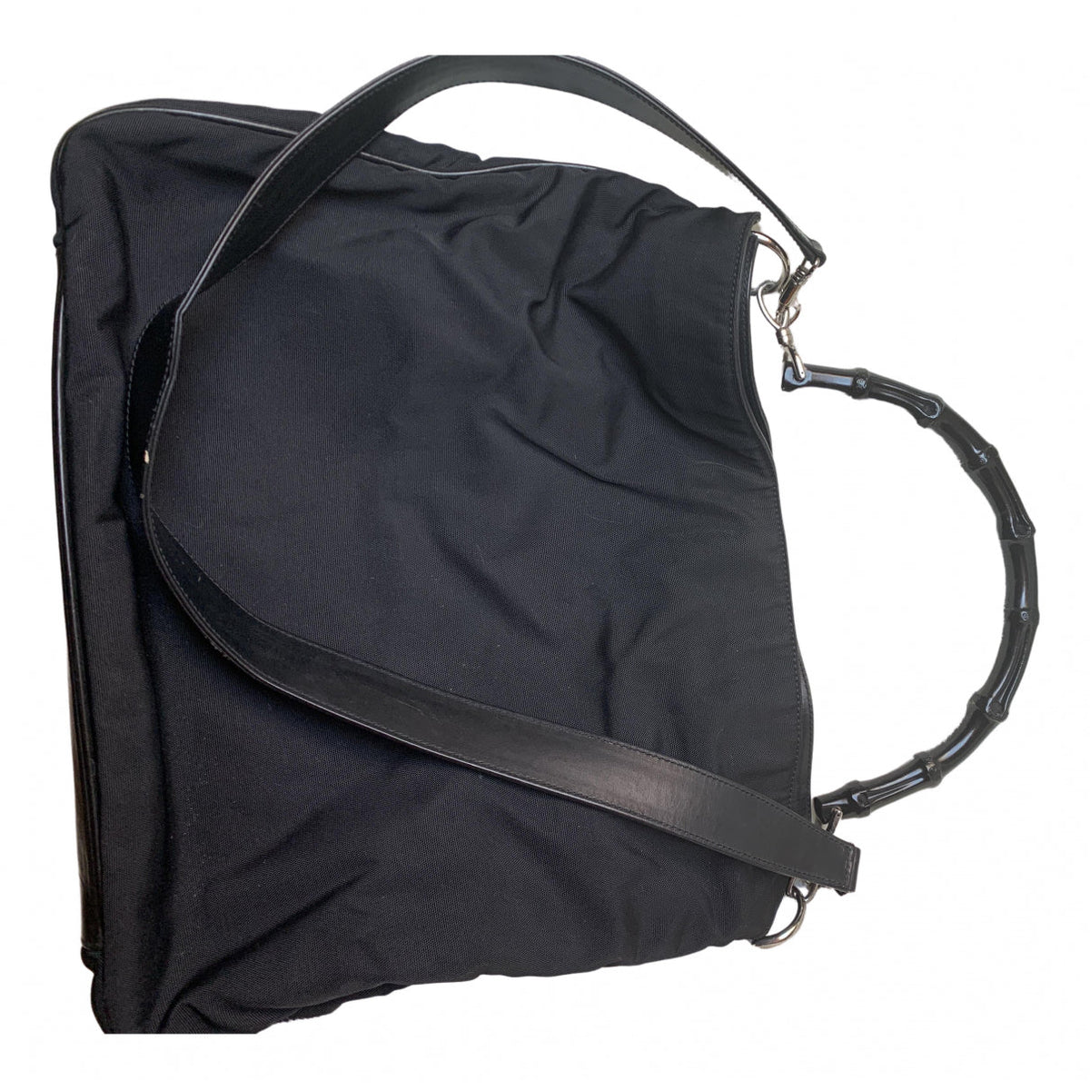 Gucci bamboo black cloth handbag