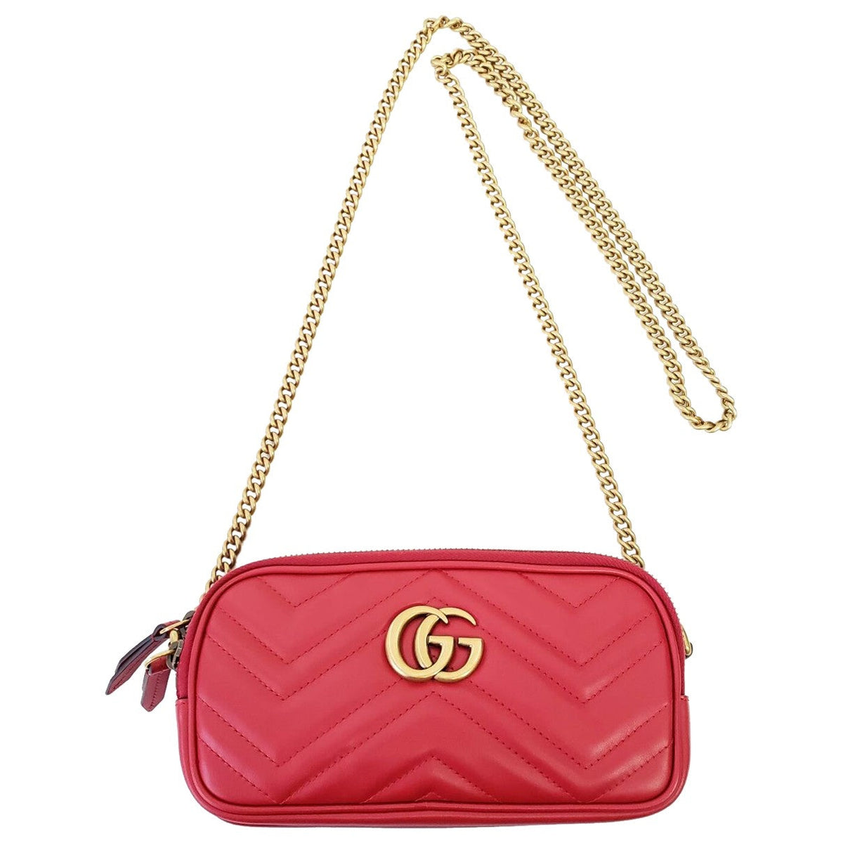 Gucci marmont red leather handbag