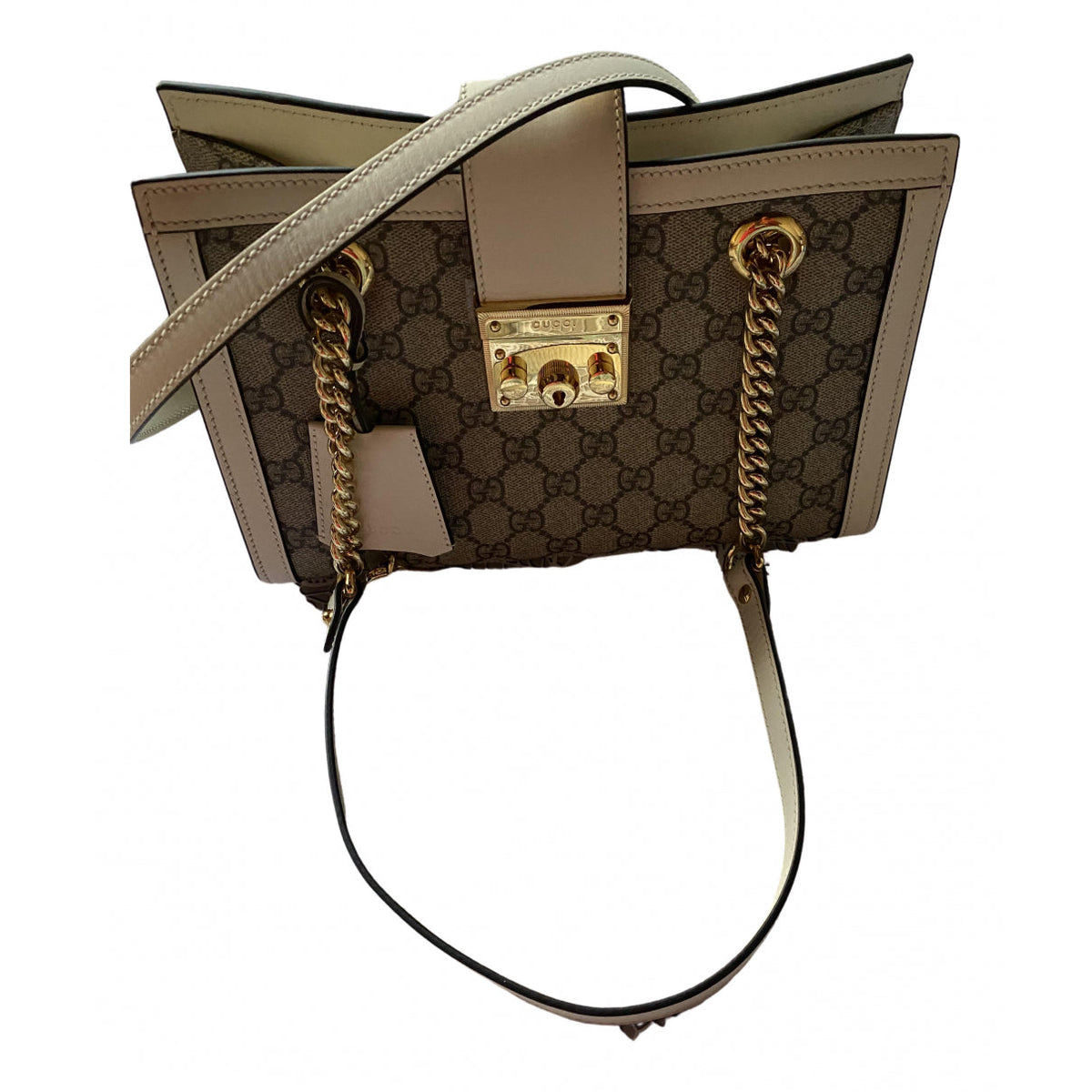 Gucci padlock beige cloth handbag