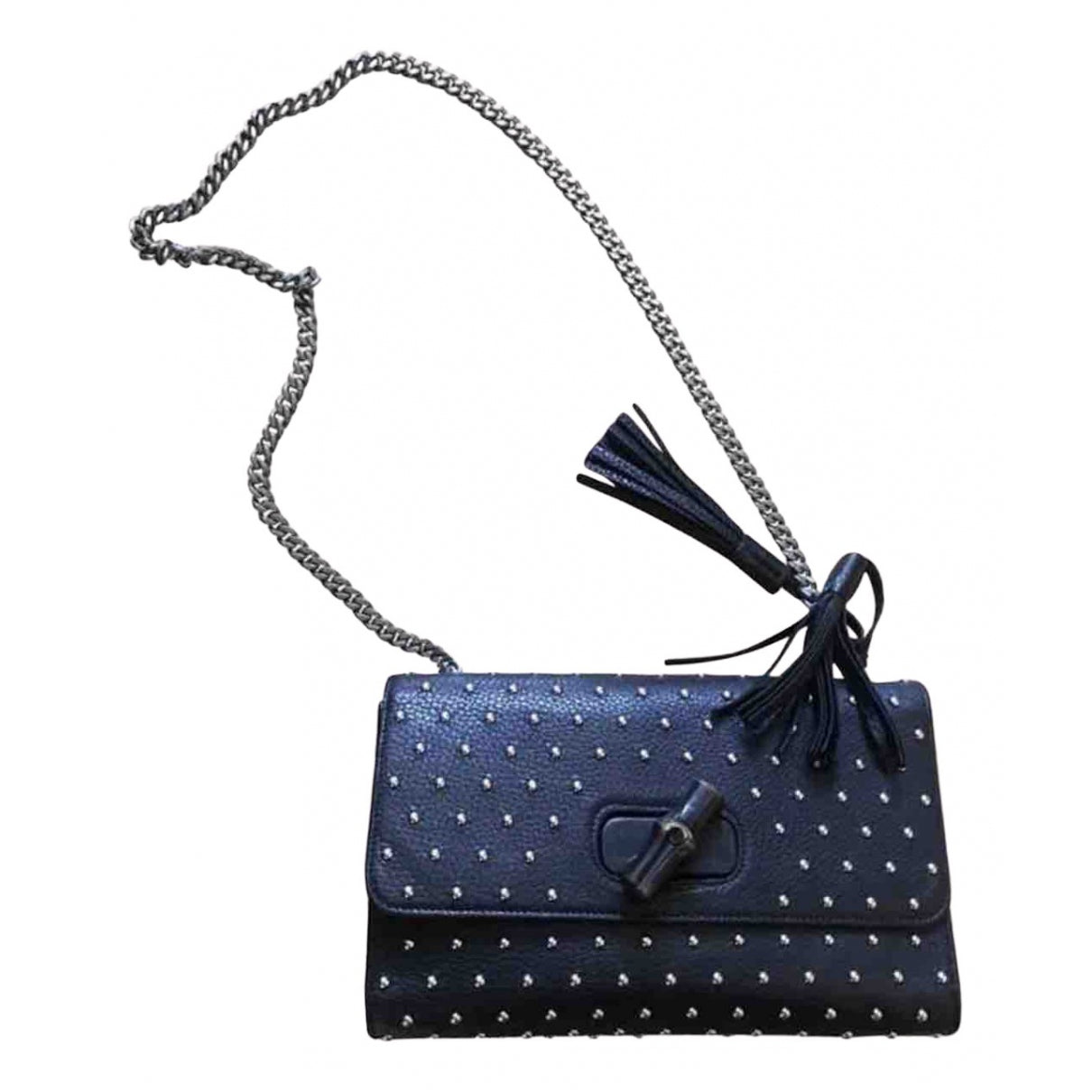 Gucci bamboo black leather handbag