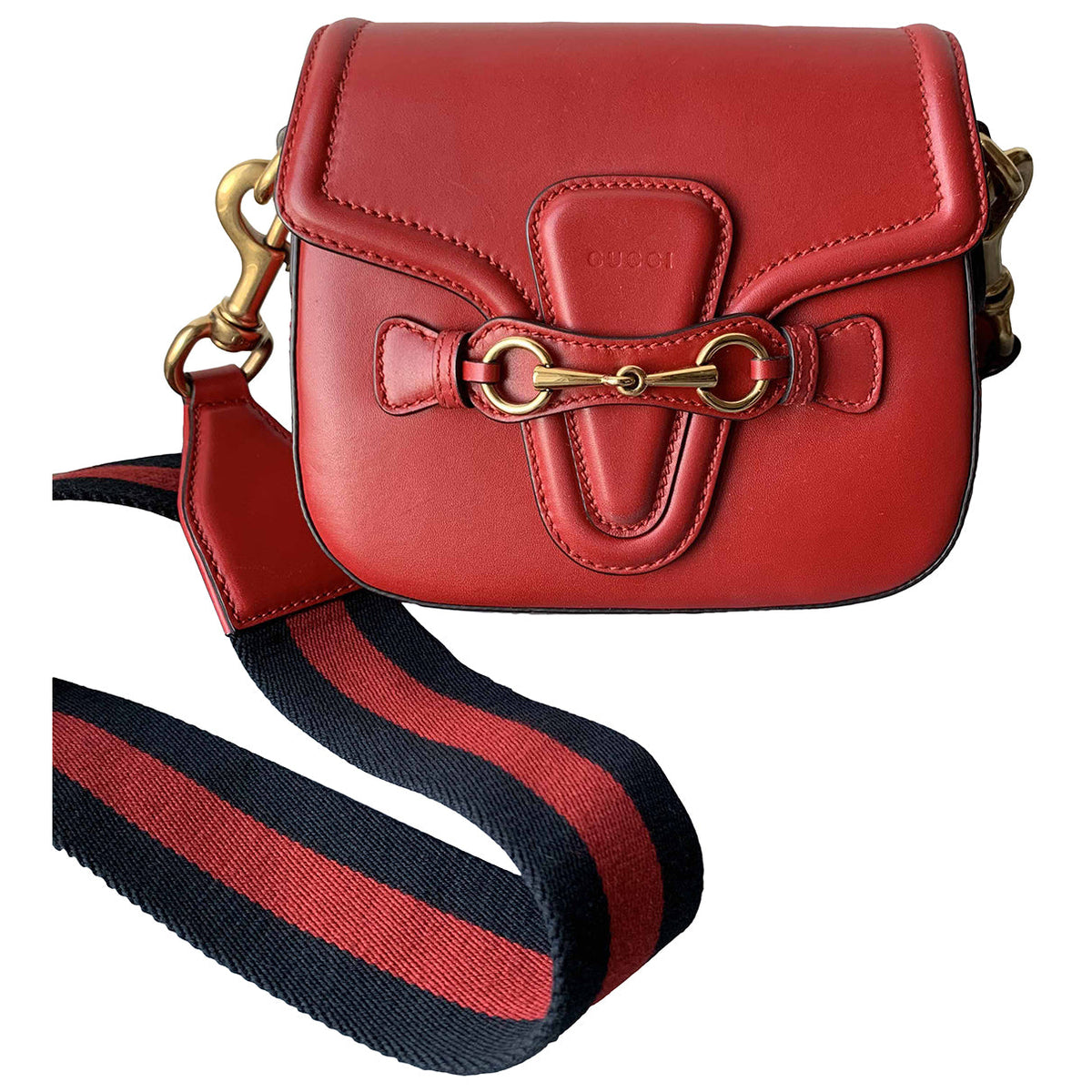 Gucci lady web red leather handbag