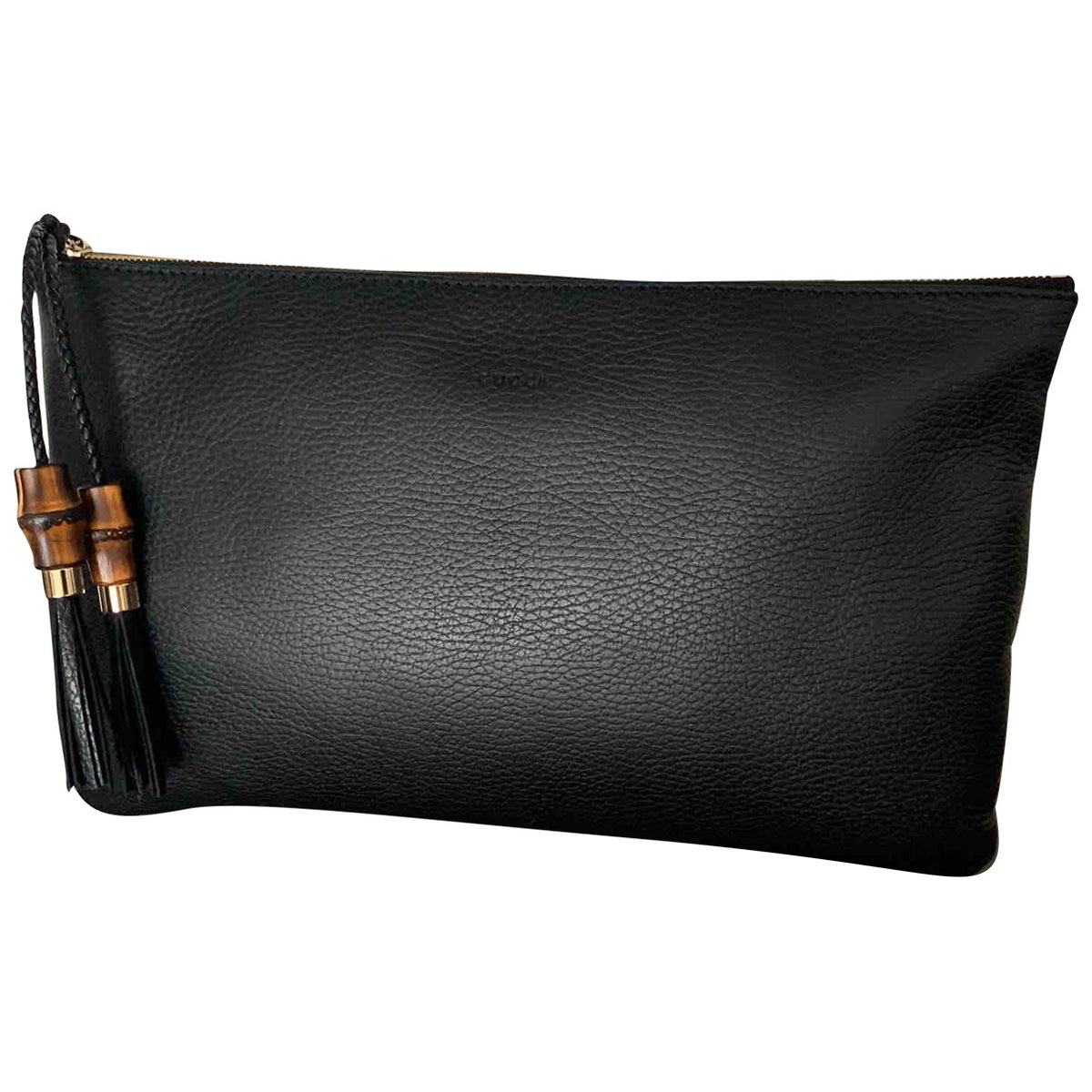 Gucci black leather clutch bag