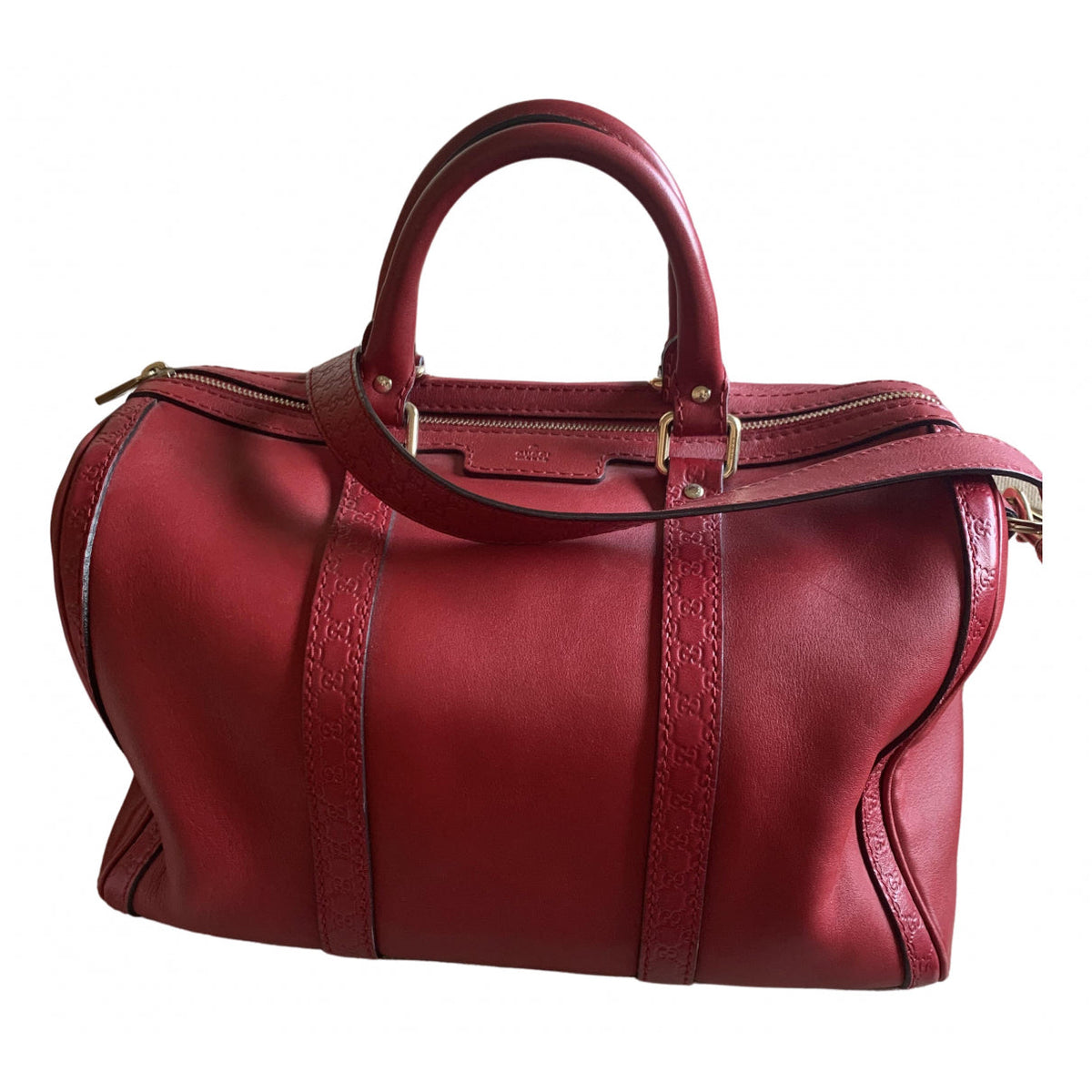 Gucci boston red leather handbag