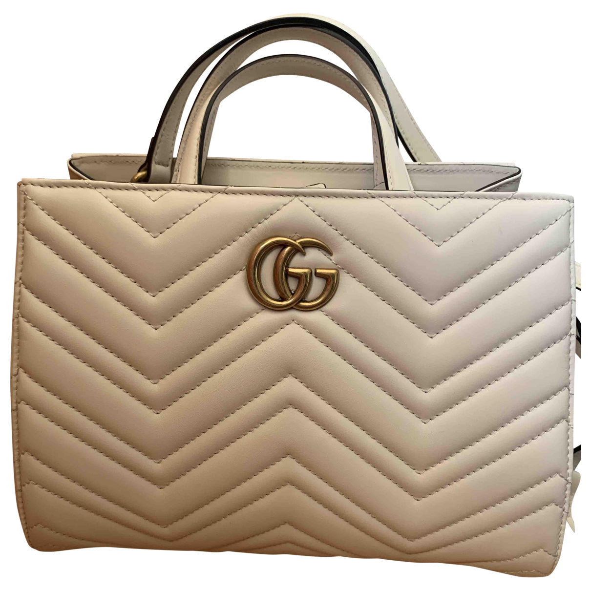Gucci marmont ecru leather handbag