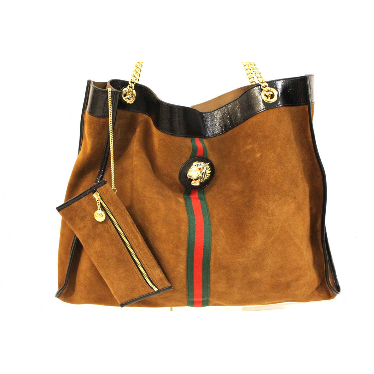 Gucci rajah brown suede handbag