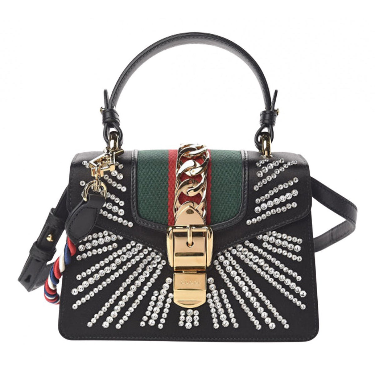 Gucci sylvie black leather handbag
