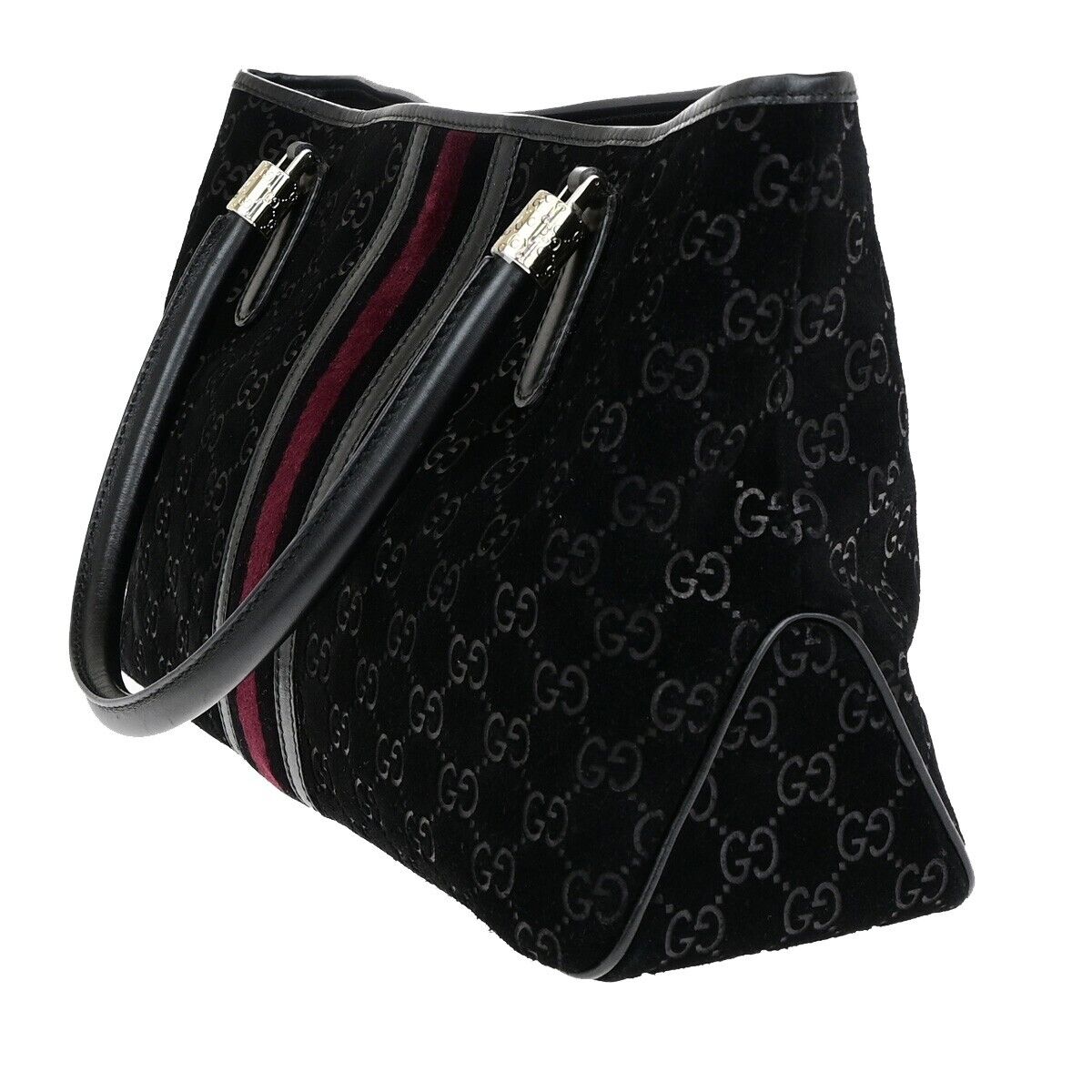 Gucci Sherry Black Suede Shopper Bag