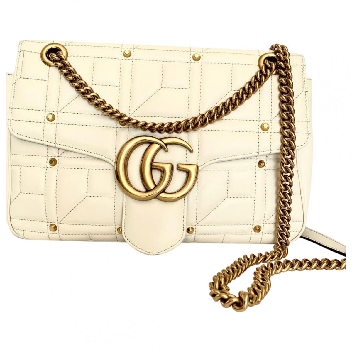 Gucci marmont white leather handbag