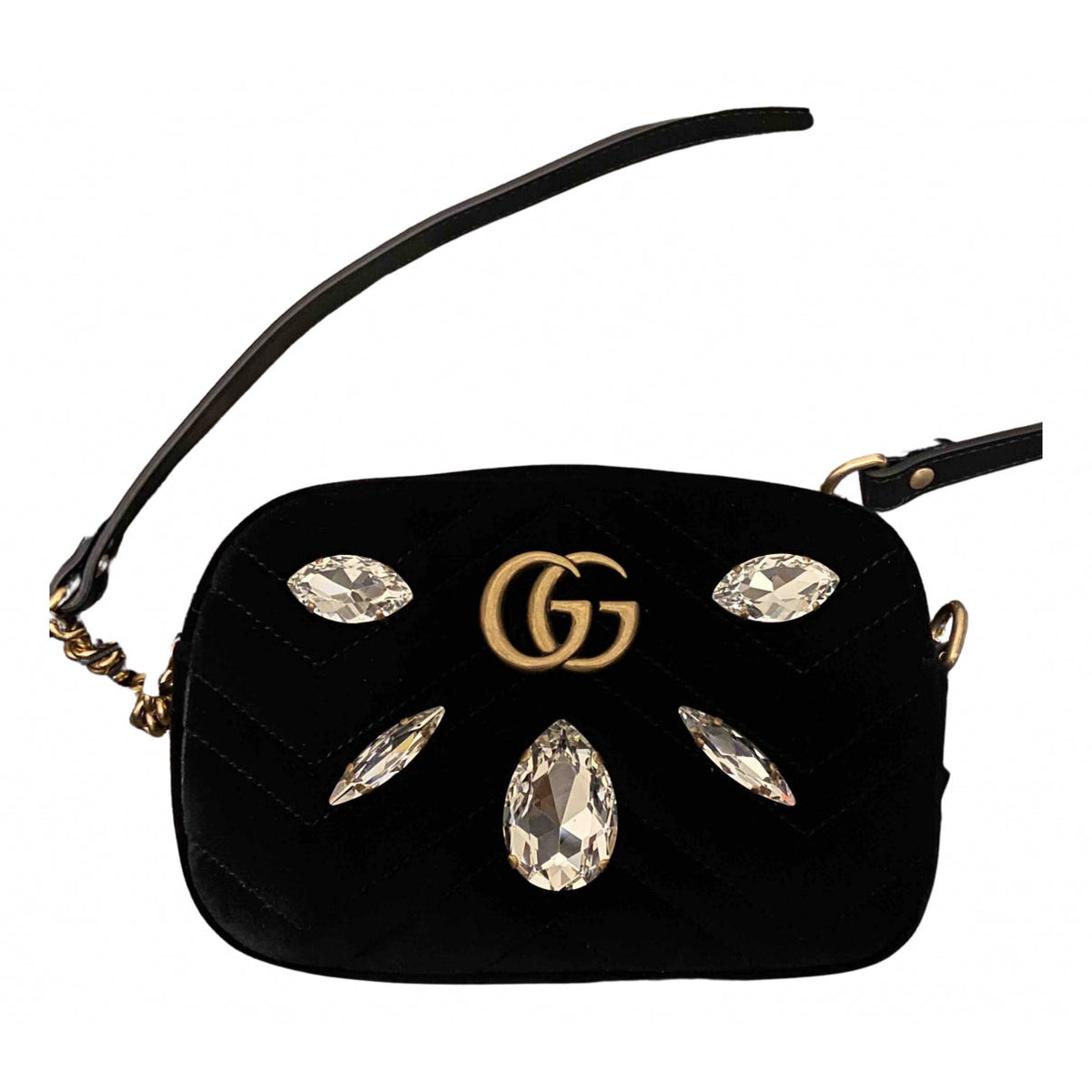 Gucci marmont black velvet handbag