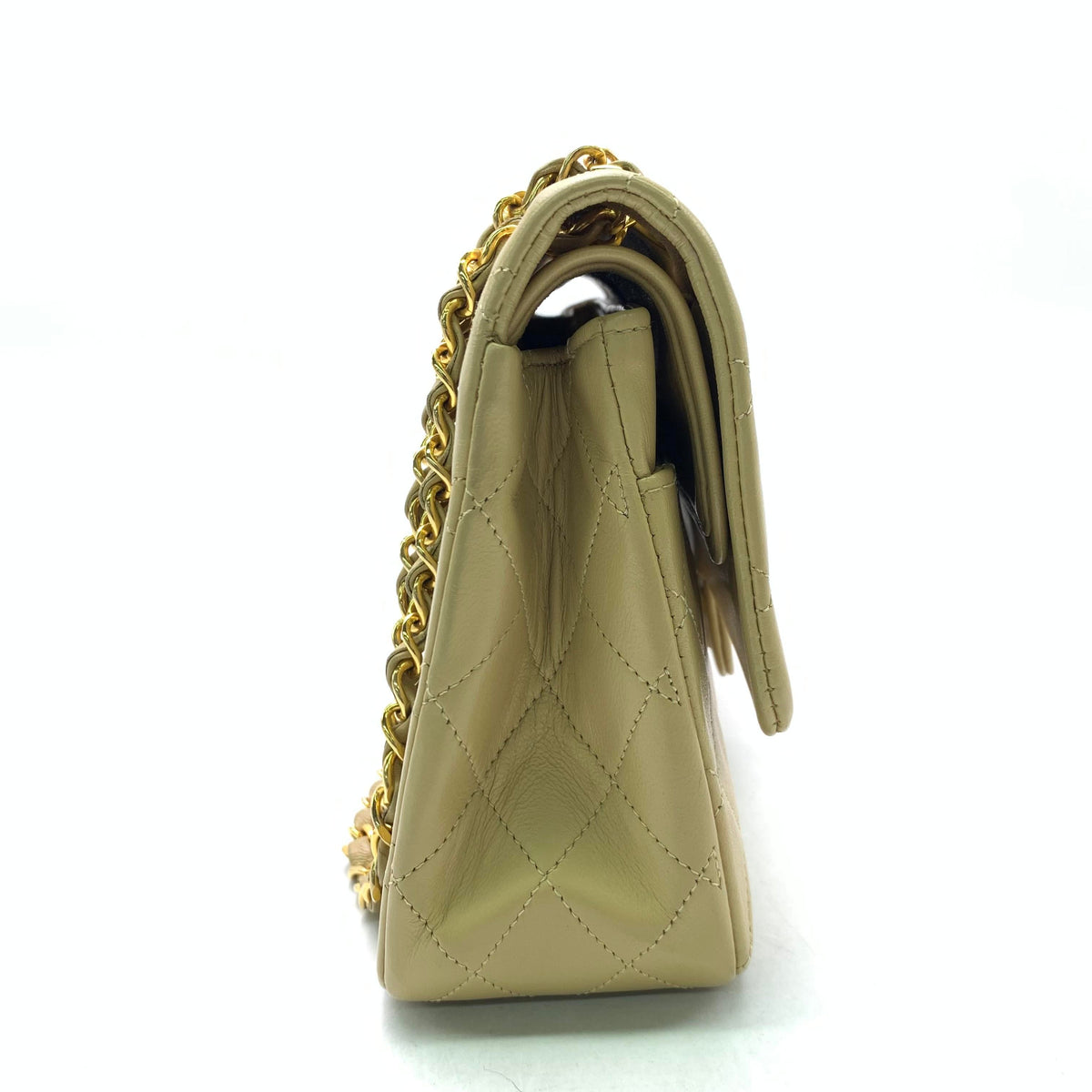 Chanel Classic Flap Vintage Medium Beige Lambskin Leather with 24k Gold HW, 1994-1996