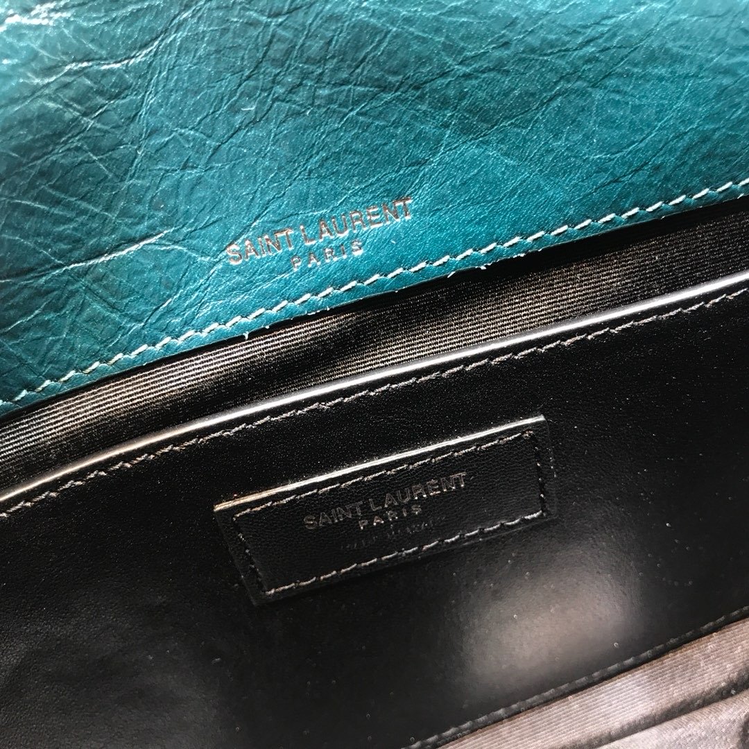 Yves Saint Laurent Niki Baby Chain Bag In Crinkled Vintage Dark Green