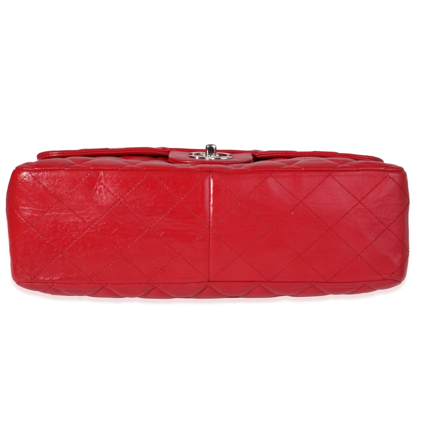 Chanel Red Quilted Lambskin Jumbo Classic Single Flap Bag