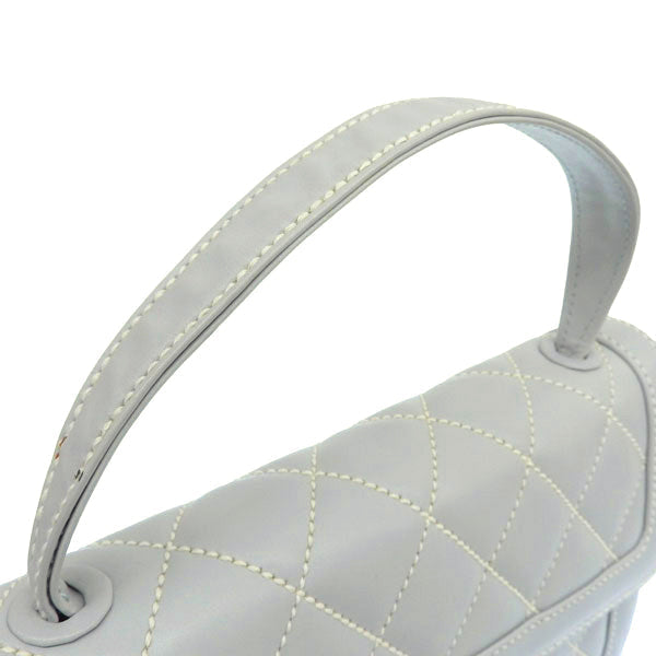 CHANEL Around 2005 Made Wild Stitch Turn-Lock Top Handle Bag Ice Blue
