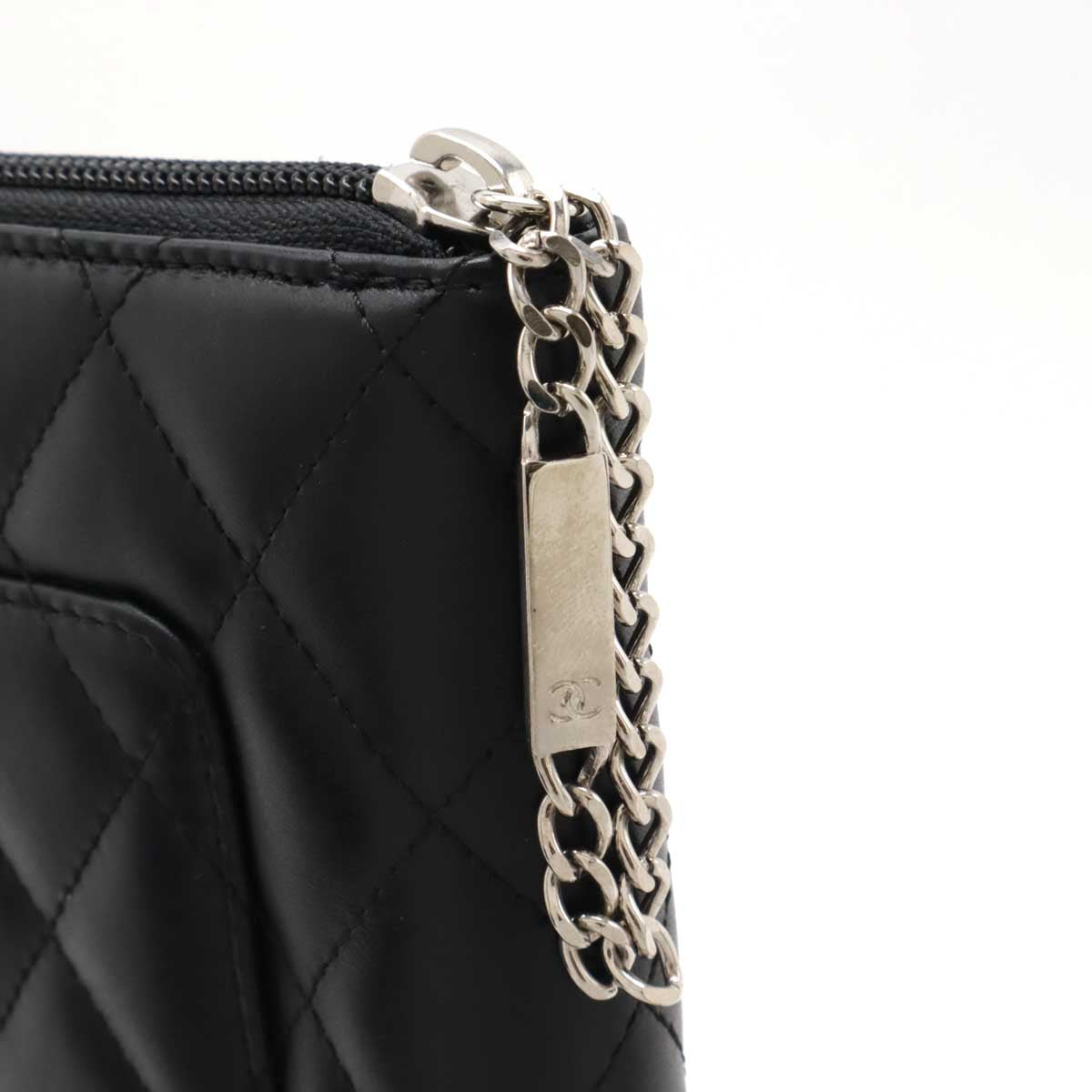 Chanel Cambon Line Coco Mark Long Zip Wallet Organizer Leather Enamel A48660