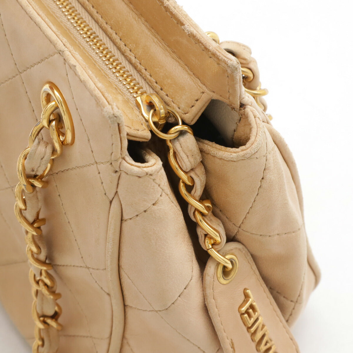 Chanel Leather Coco Mark Matelasse 2way Chain Bag Beige Gold Hardware
