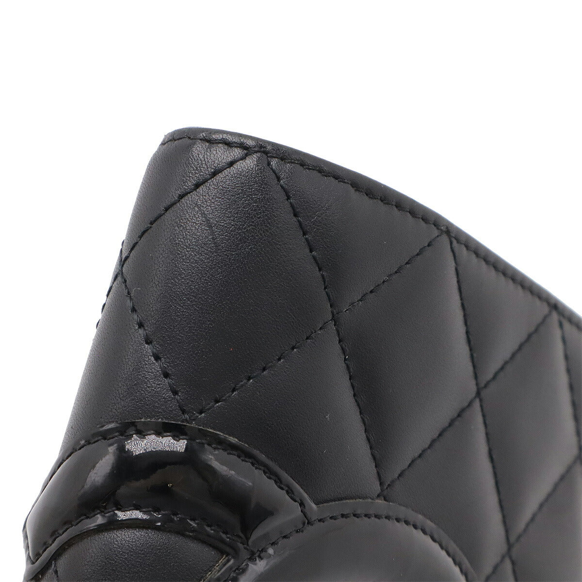 Chanel Cambon Line Coco Mark Calf Enamel Bi-fold Wallet A50080