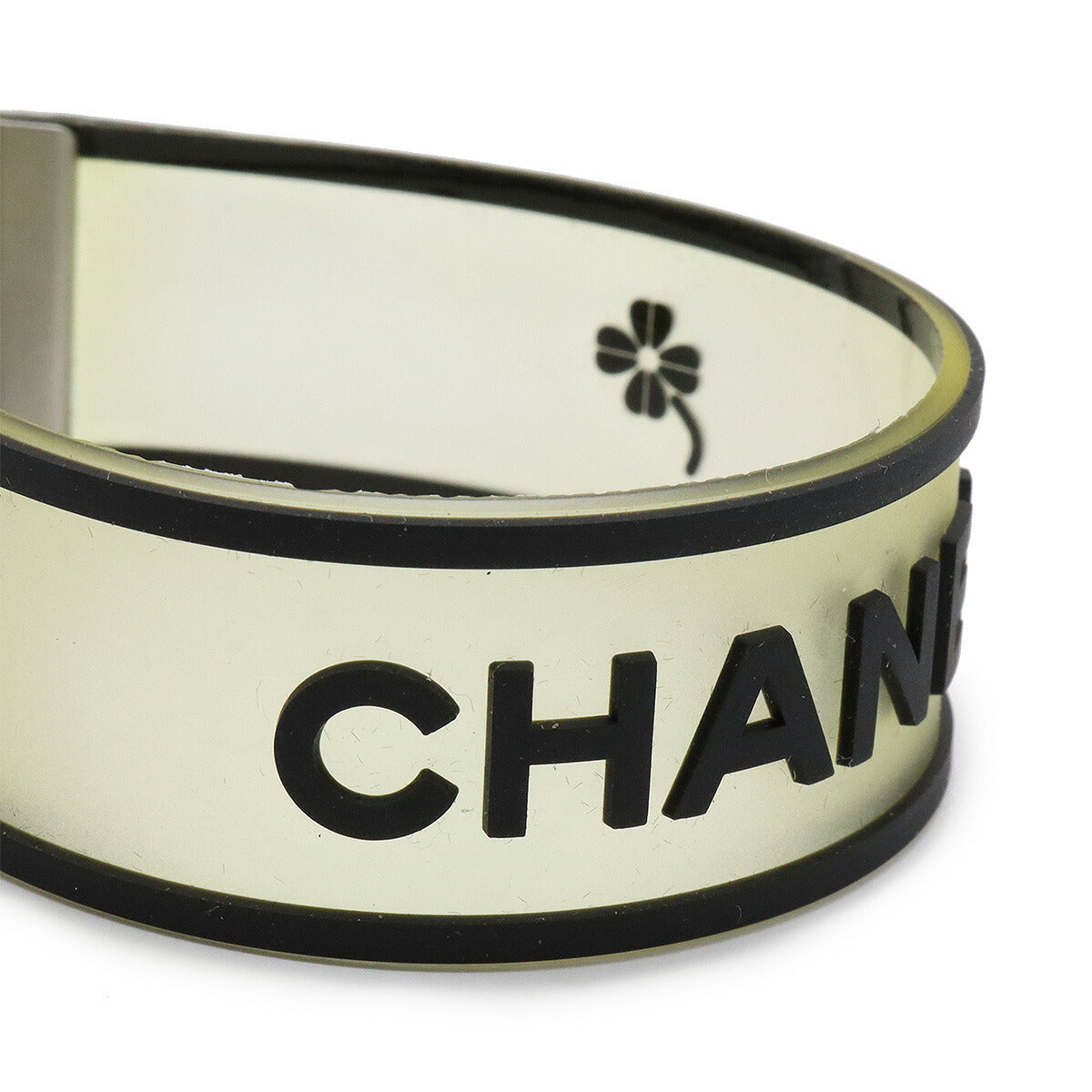 Chanel Rubber Logo Bracelet Black/Clear Silver Hardware A16344