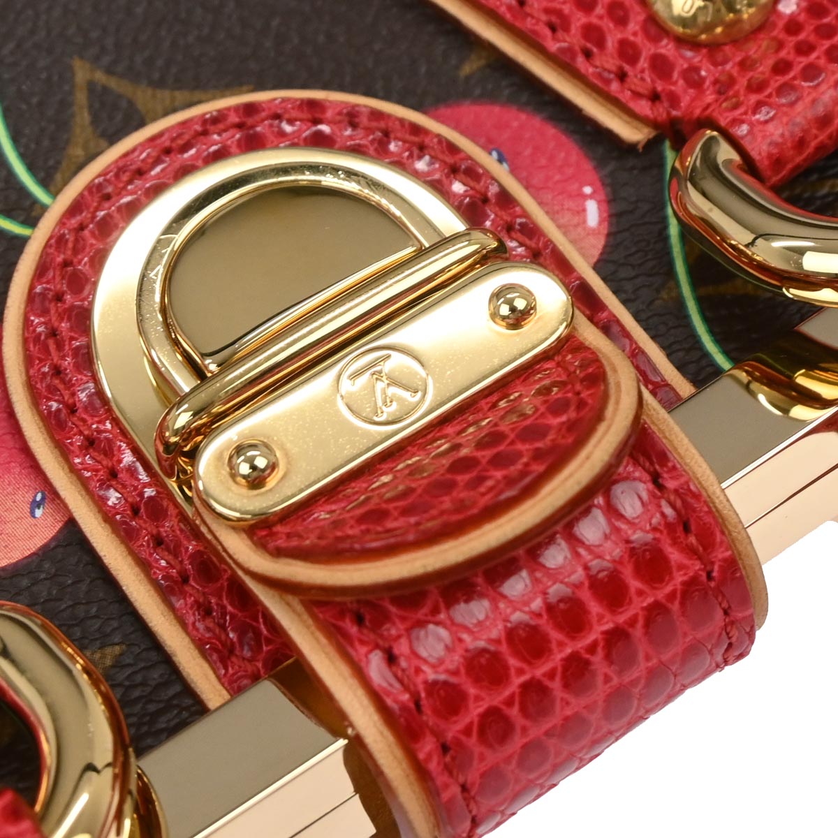 Louis Vuitton * Lizard Monogram Cherry Sac Fermoir MM M95003
