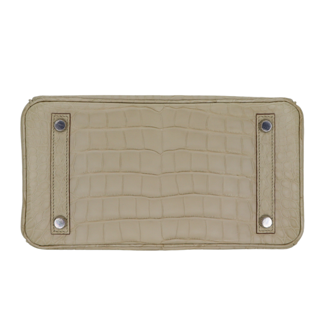 Hermès 25cm Birkin Beton Matte Alligator Palladium Hardware