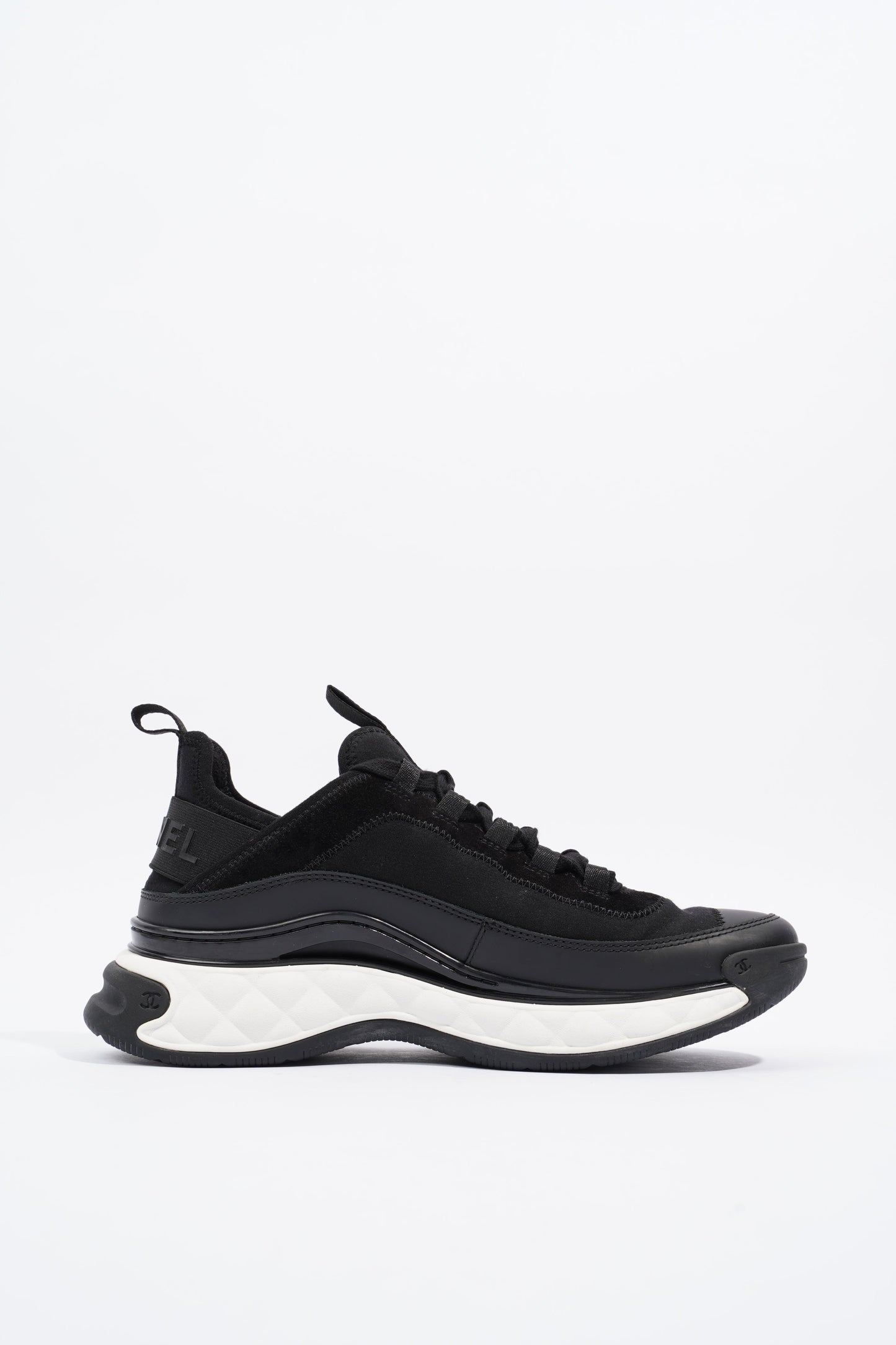 Chanel CC Logo Sneaker Black White Fabric EU 39 UK 6