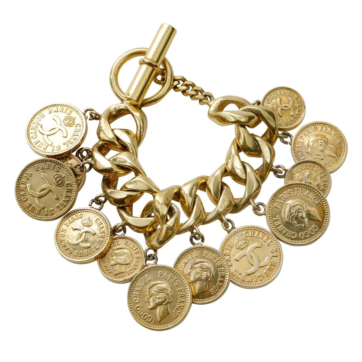 Chanel Vintage Gold Coins Charm Bracelet (1980's)