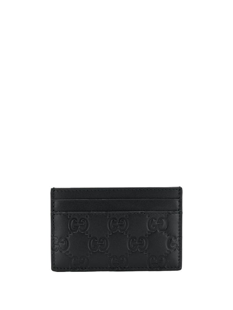 Gucci - Gucci signature embossed card holder - men - Calf Leather - One Size - Black