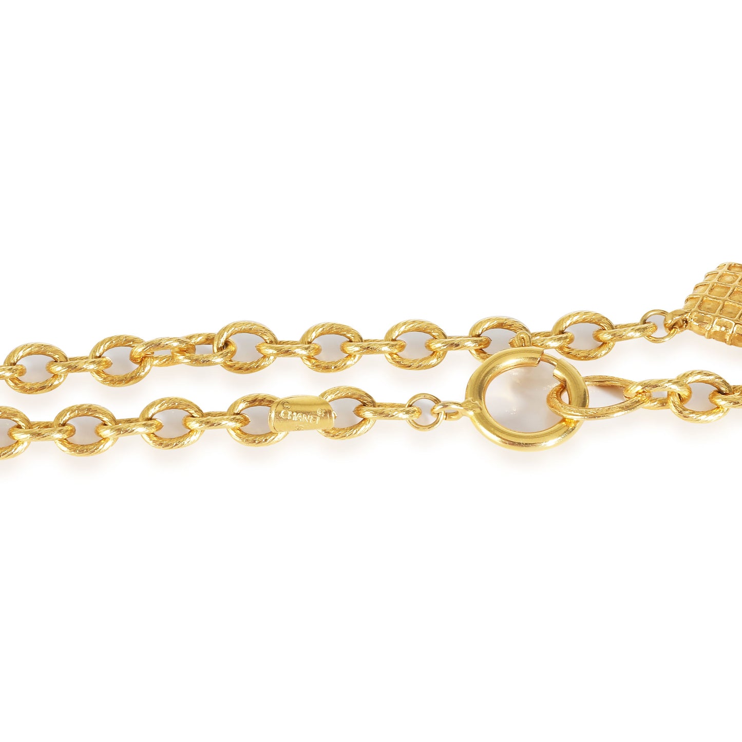 Vintage Quilted Station Necklace in Gold Plated