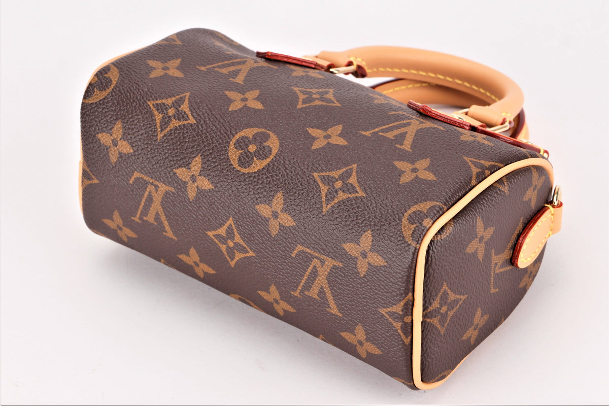 LOUIS VUITTON M81085 NANO SPEEDY MONOGRAM CANVAS, WITH STRAP, DUST COVER & BOX