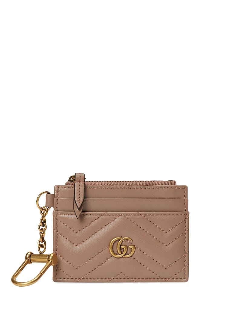 Gucci - GG Marmont keychain wallet - women - Leather/metal - One Size - PINK