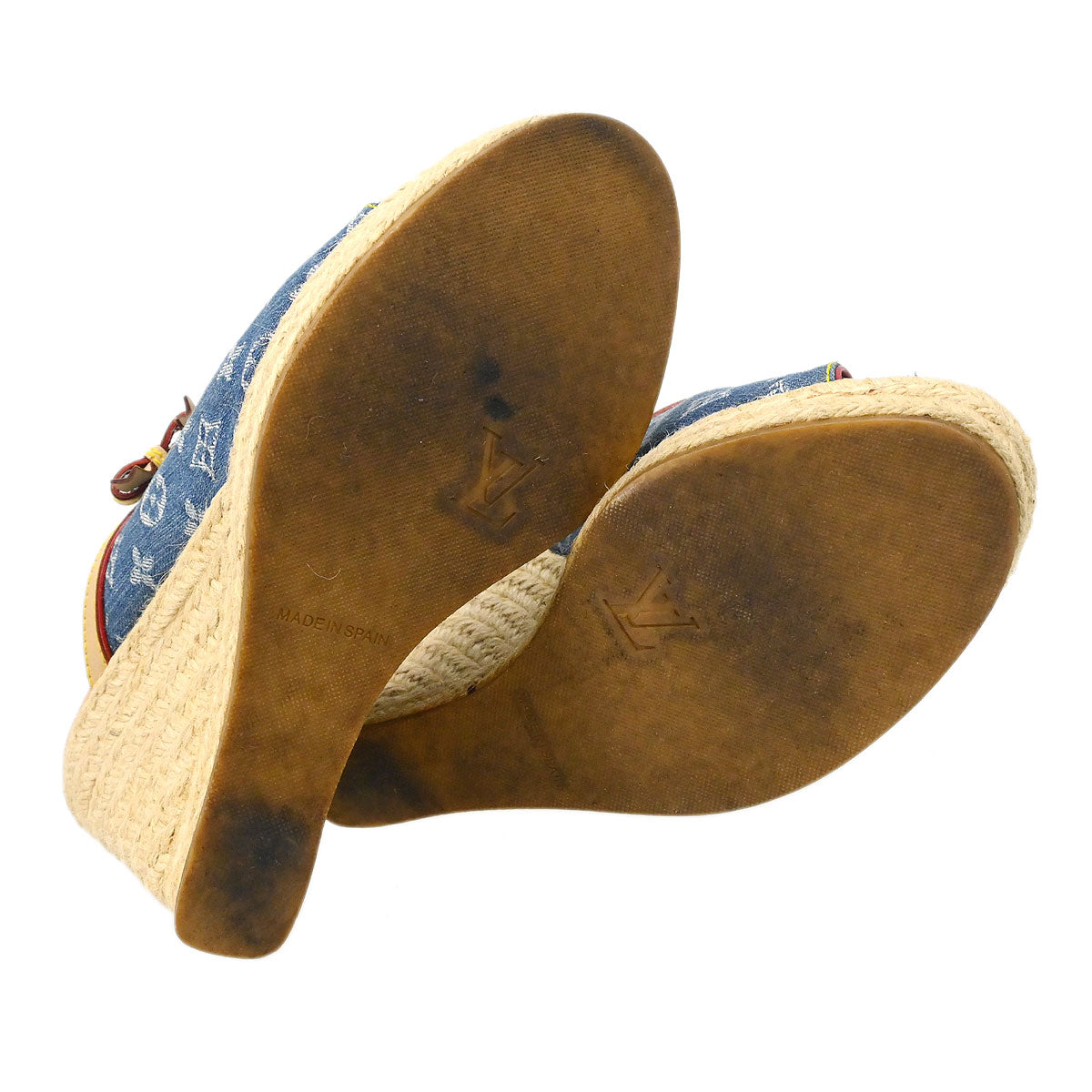 Louis Vuitton 2005 Monogram Denim Blue Sandals Shoes #36