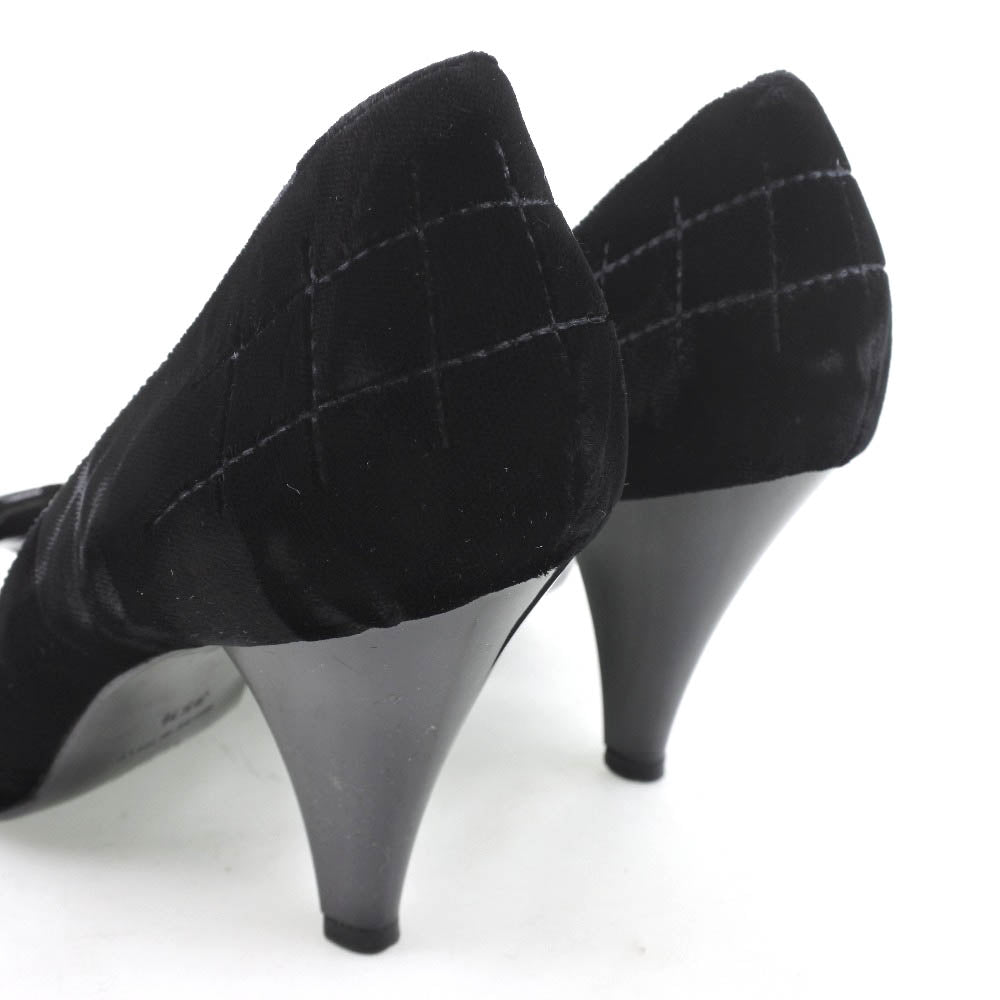 CHANEL pumps Velvet, Leather black Women 36 1/2 Used