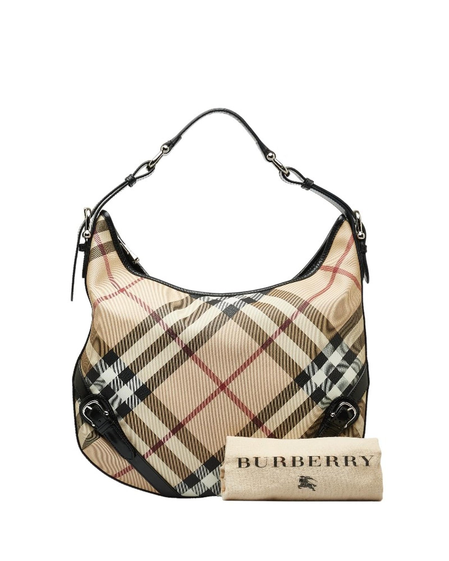 BURBERRY Women's Nova Check Borton Hobo Bag in Excellent Condition in Brown