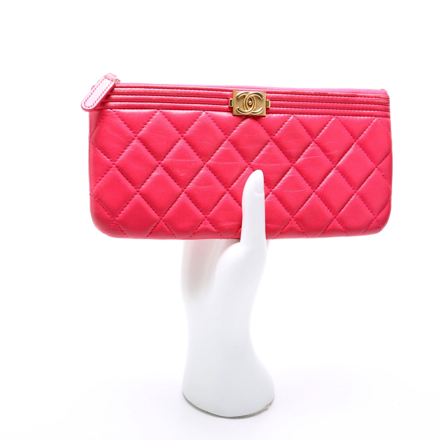 Boy Zipped Pouch Quilted Lambskin