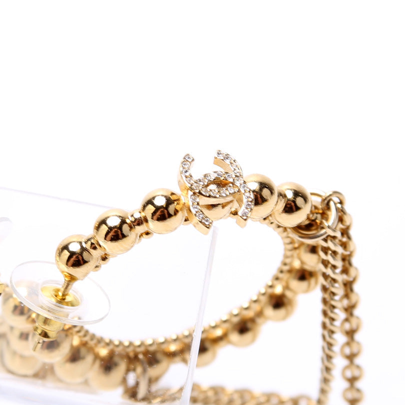 CC Crystal Beaded Hoop Earrings