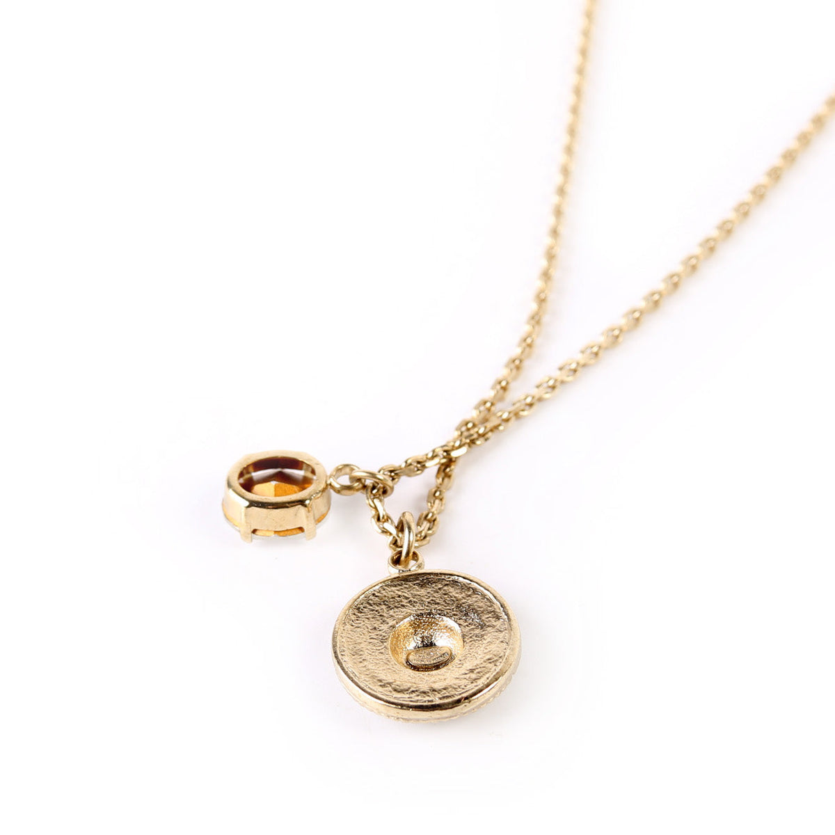 CC Round Pearly Pendant and Crystal