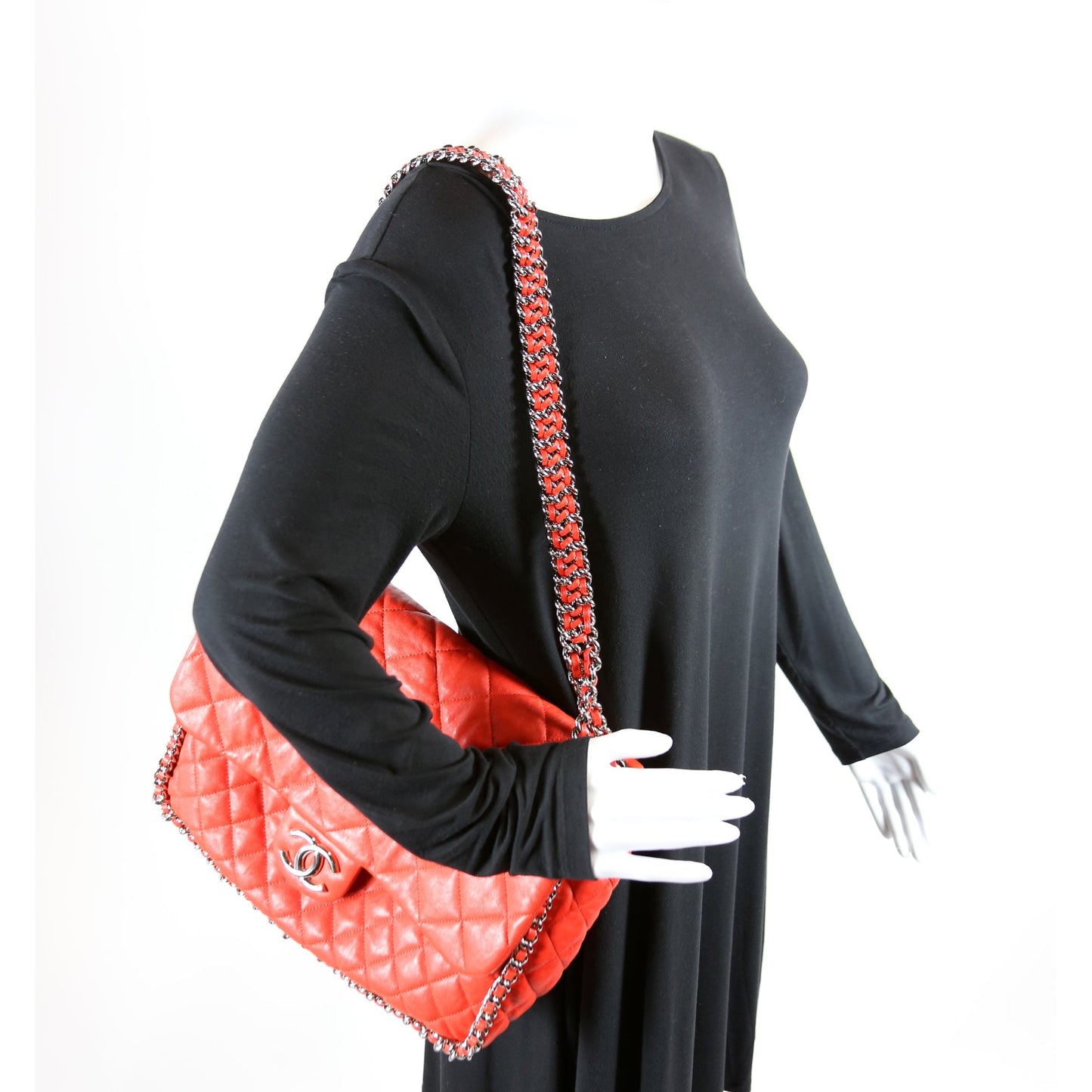 Chain Around Maxi Flap Bag Quilted Lambskin 15M