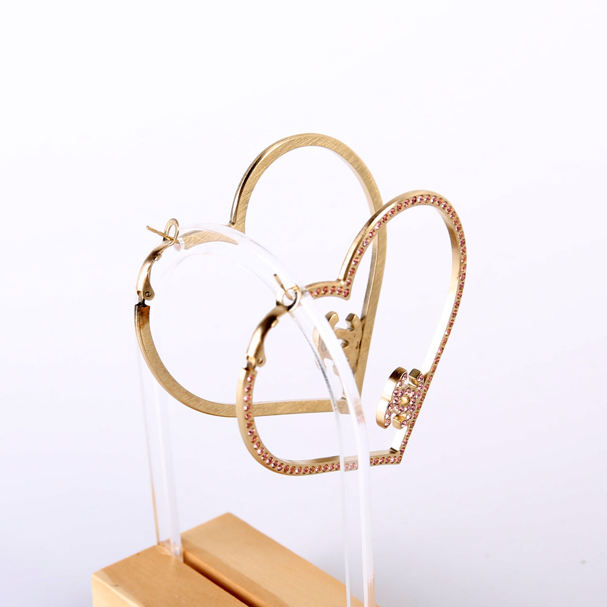 Crystal CC Heart Hoop Earrings