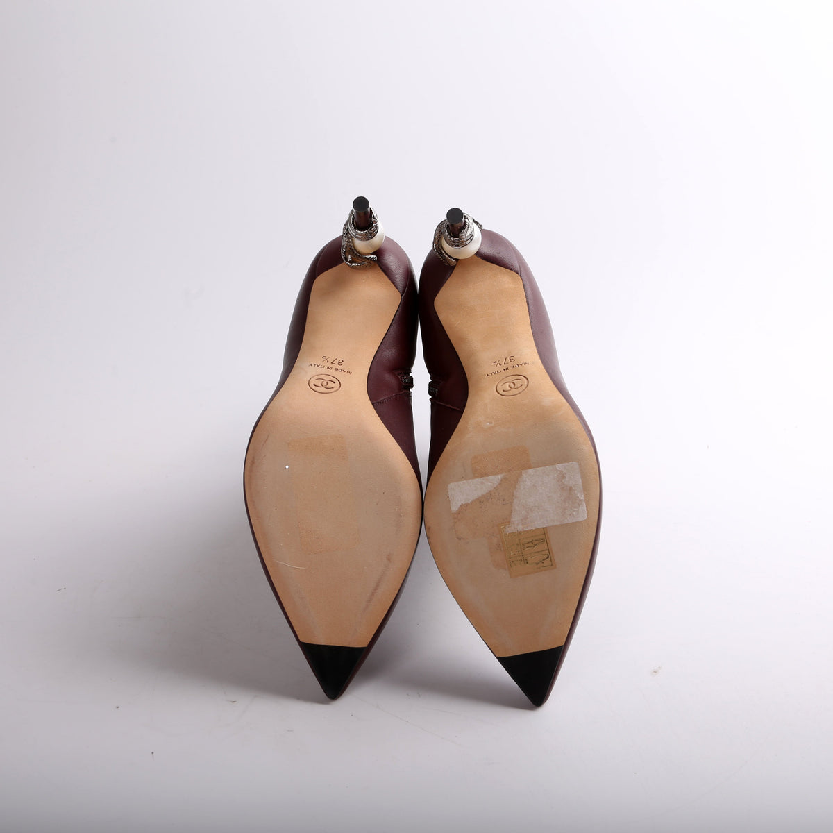 Lambskin Pearl Snake Booties Size 37.5