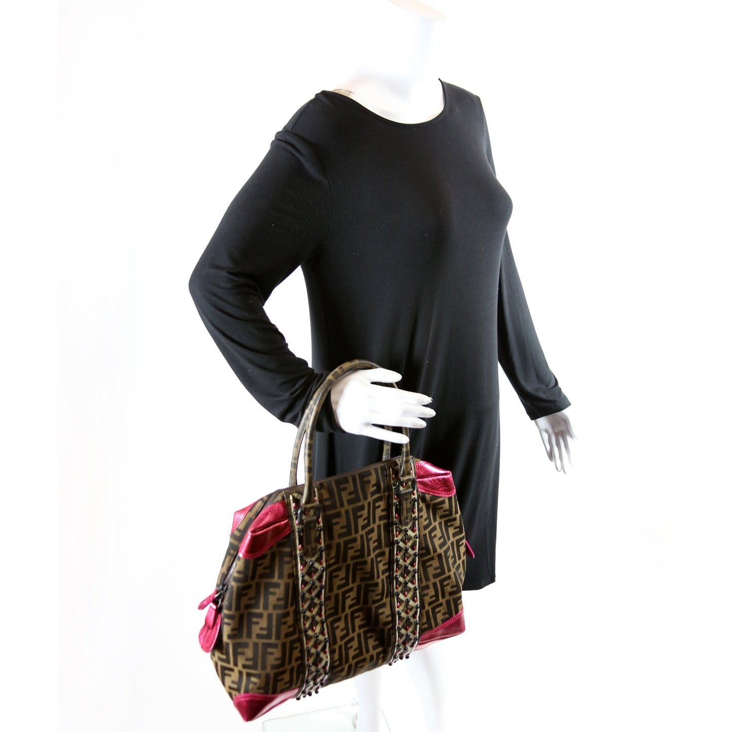 8BL096 Zucca Fabric Beaded Top Handle