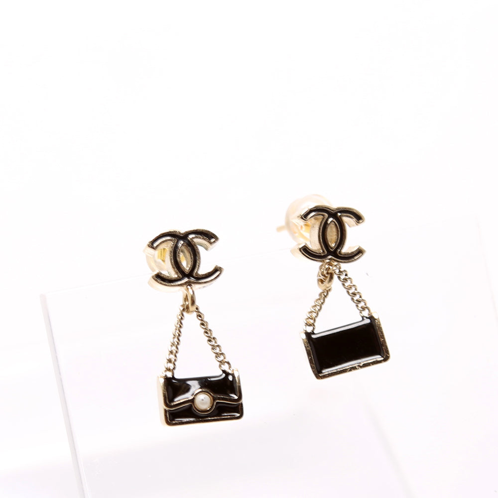 Chanel Mini CC Flap Bag Drop Earrings Gold/Black