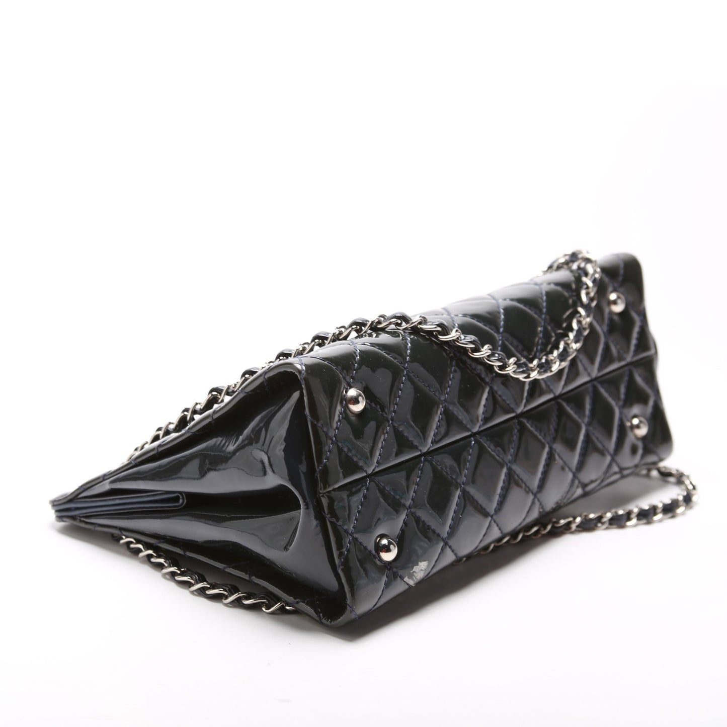 Chanel Petite Timeless CC Tote Quilted Patent 17M Blue