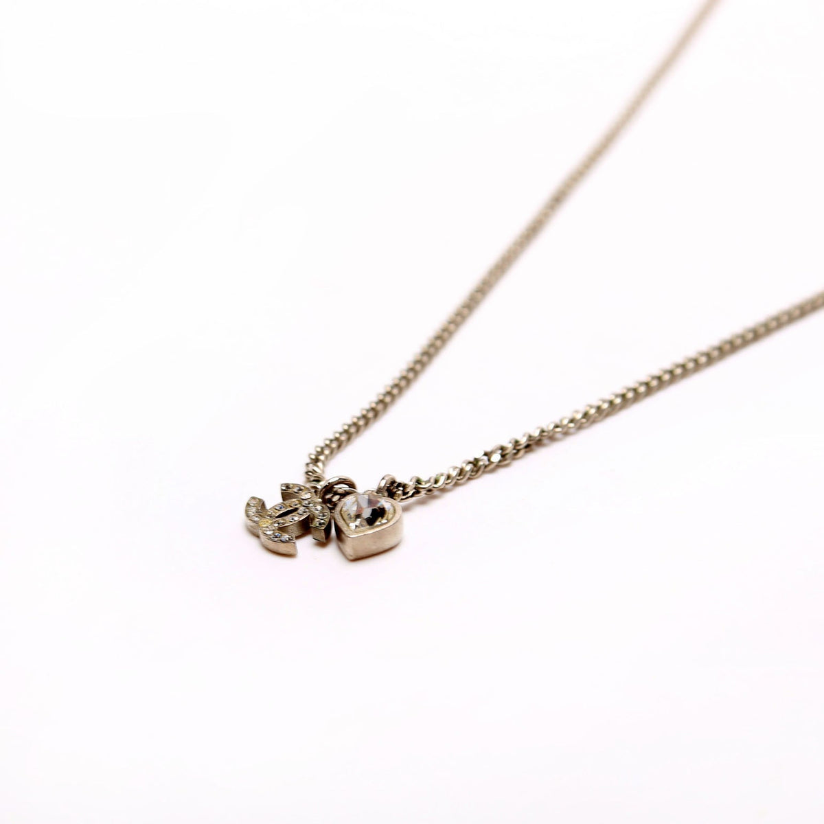 Chanel Crystal CC Heart Pendant