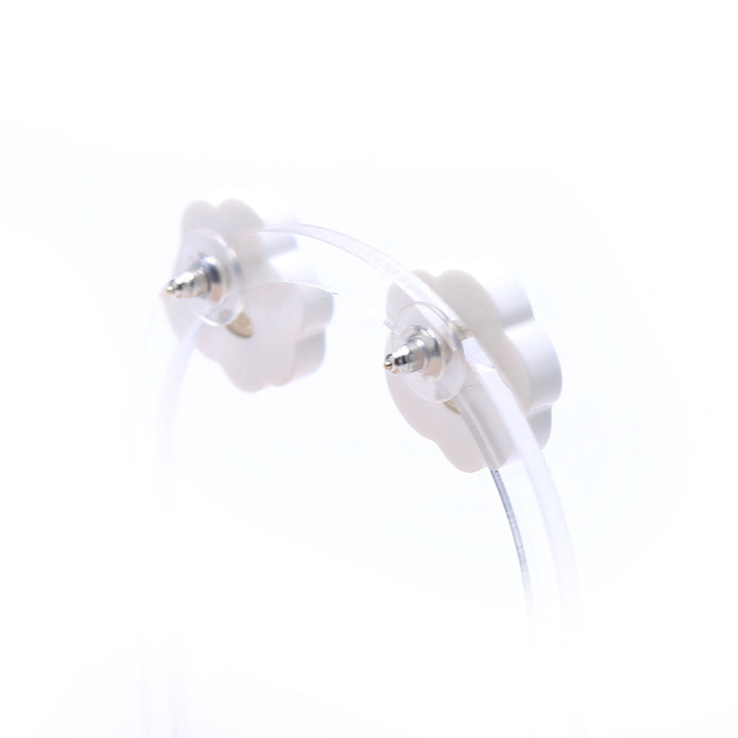 Chanel Camellia Flower Resin Earrings Black/White