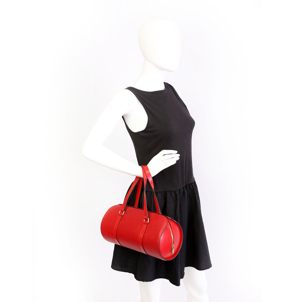 Louis-Vuitton Soufflot With Pouch Epi Red