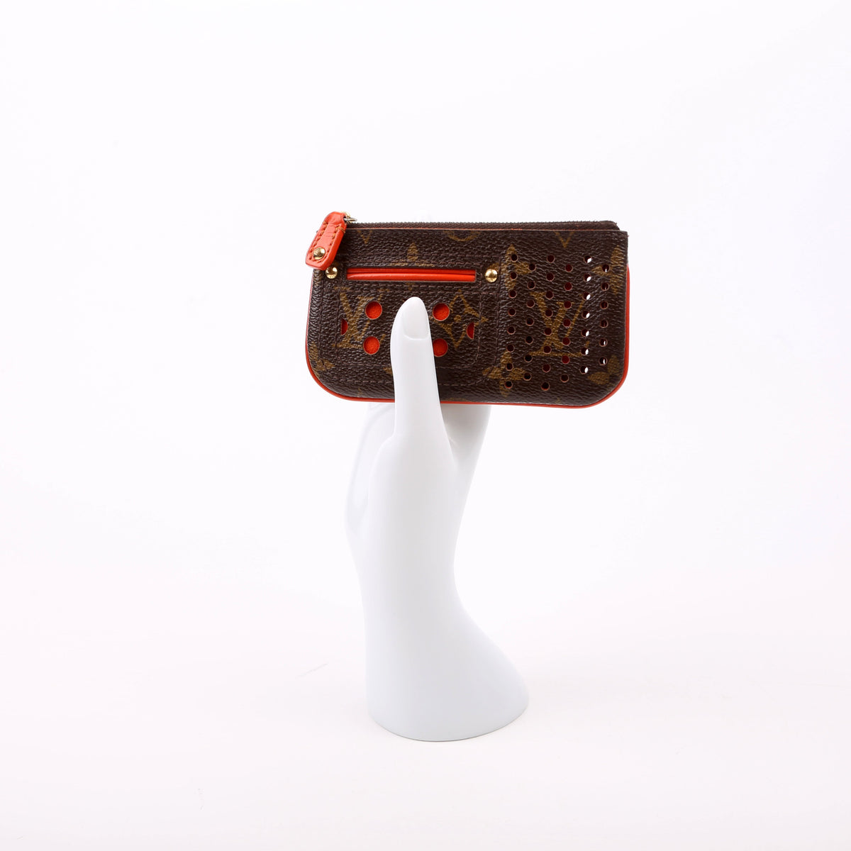 Louis-Vuitton Pochette Cles Monogram Perforated Orange
