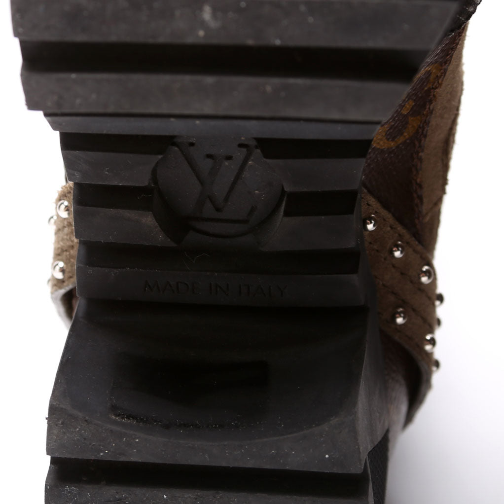 Louis-Vuitton Star Trail Ankle Boots Studded Size Gray